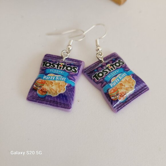 Handmade Tostitos Chip Theme Dangle Multi-Color Earrings NWOT Ladies‎ Fun Quirky - Picture 3 of 4